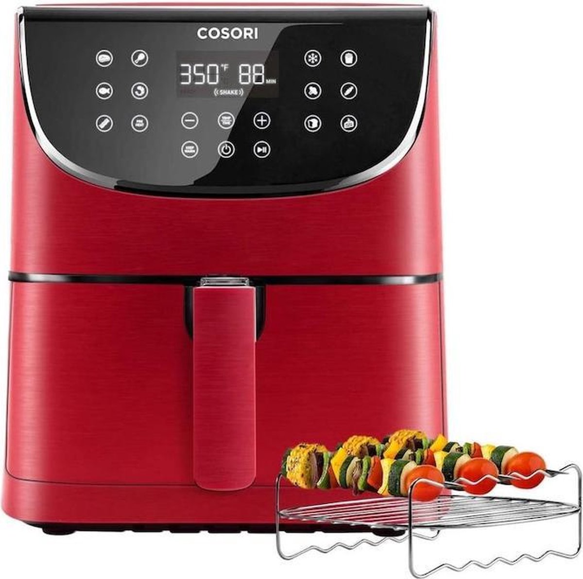 Cosori Premium 5.8-Quart Air Fryer with Skewer Rack Set Red