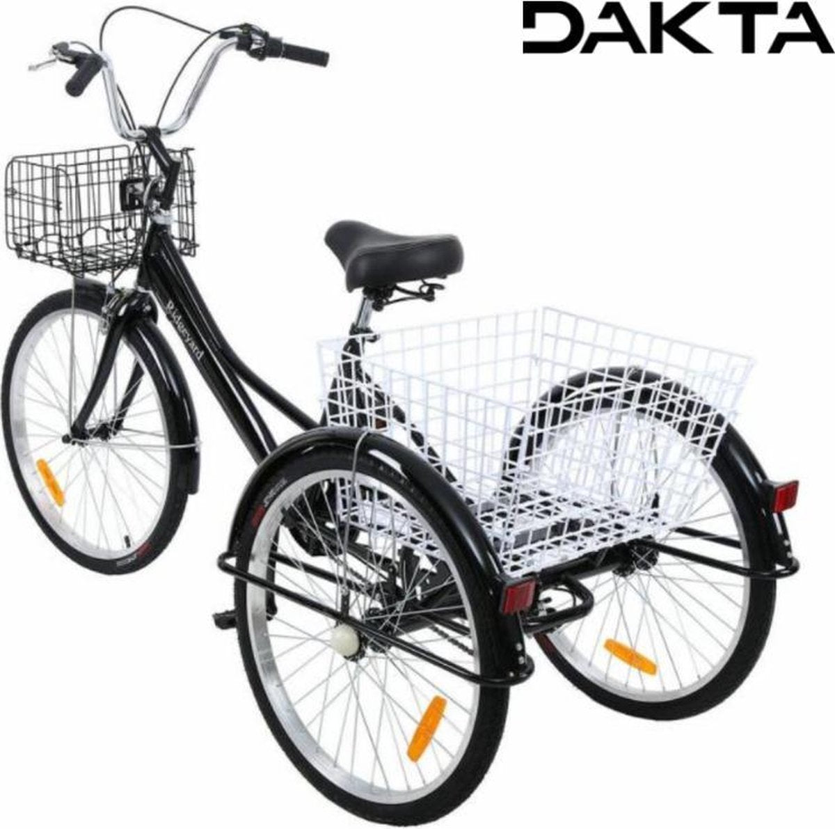 Dakta® Driewieler Volwassenen | Fiets | Driewielers | Zwart | 7 Versnellingen | met Mand