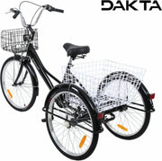 Dakta® Driewieler Volwassenen | Fiets | Driewielers | Zwart | 7 Versnellingen | met Mand