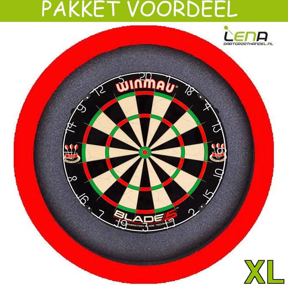 Dartbord Verlichting Voordeelpakket Pro + Blade 5 + Dartbordverlichting Basic XL(Rood)
