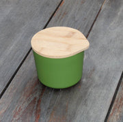 Bamboecomposite - groen- opbergpot met bamboehouten deksel
