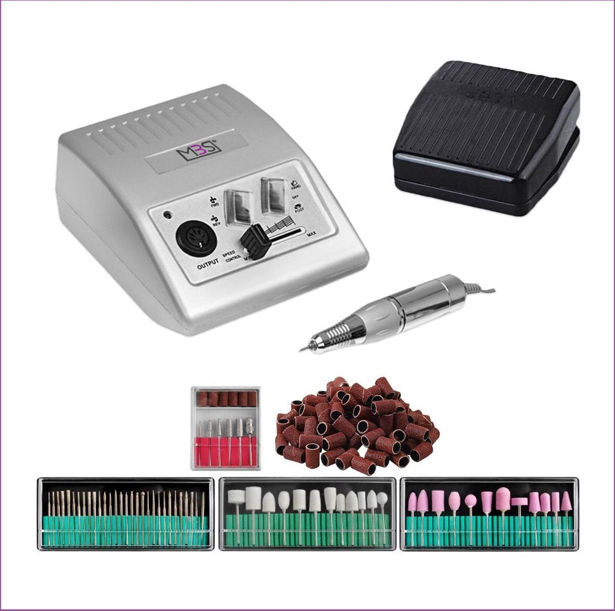 Nagelfrees JD500 35Watt- zilver incl.111 delige nagelfrees bitjes en schuurrolletjes set.