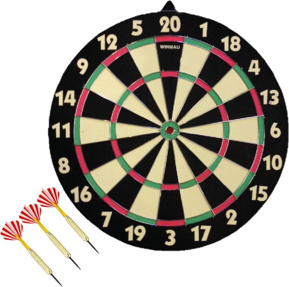 Dartbord dubbelzijdig 42 cm voor kinderen met 3x dartpijltjes van 20 gram - Dubbelzijdig