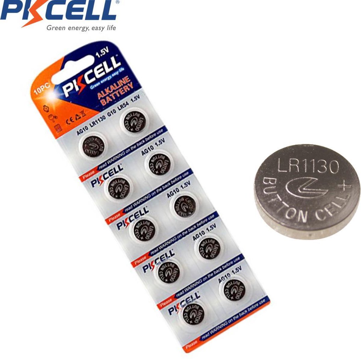 Knoopcel batterijen AG10 1.5V PKCELL 10 stuks (LR1130