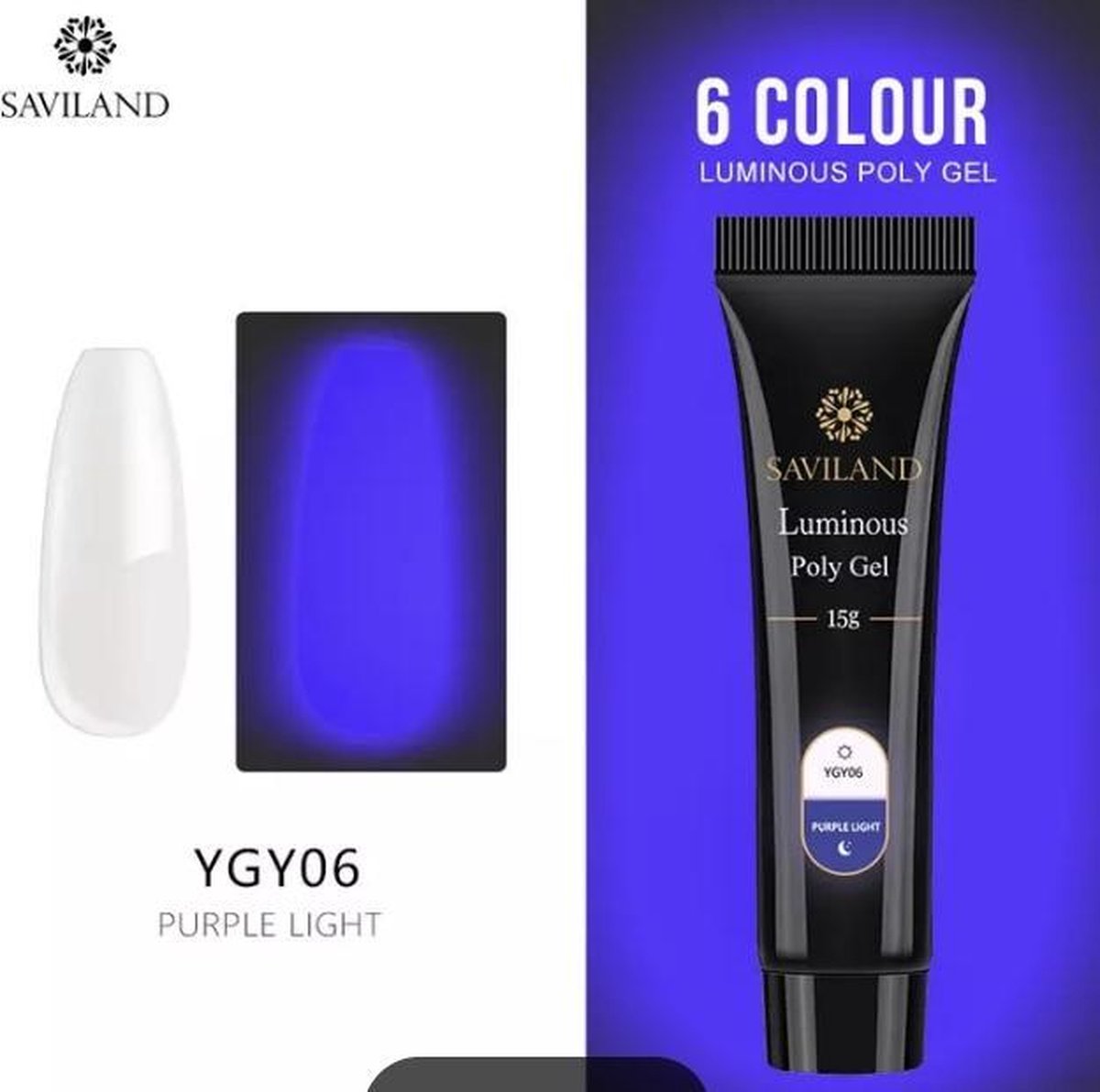 Polygel - Color Glow In The Dark Purple Light - Polygel nagels - 15 gram