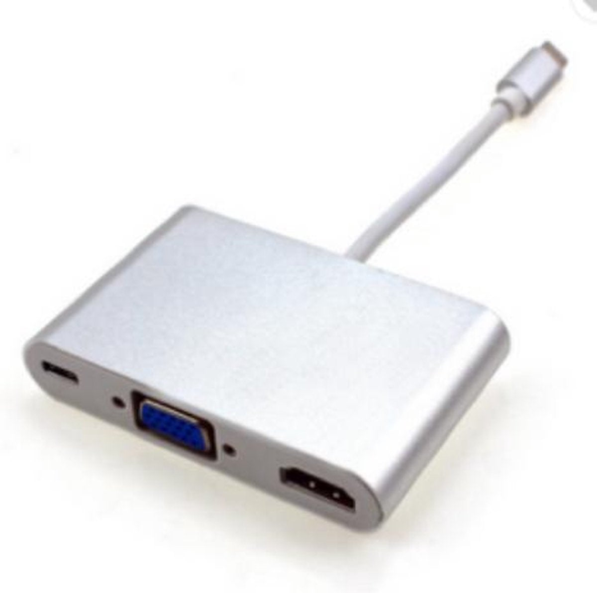 Garpex® USB 3.1 Type C naar HDMI VGA en USB 3.0 Audio Hub 5 in 1 Converter - Zilvergrijs