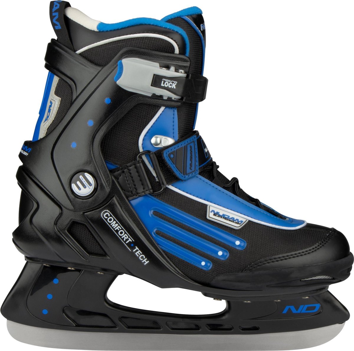 Nijdam 3353 Ijshockeyschaats - Semi-Softboot - Zwart/Blauw - Maat 39