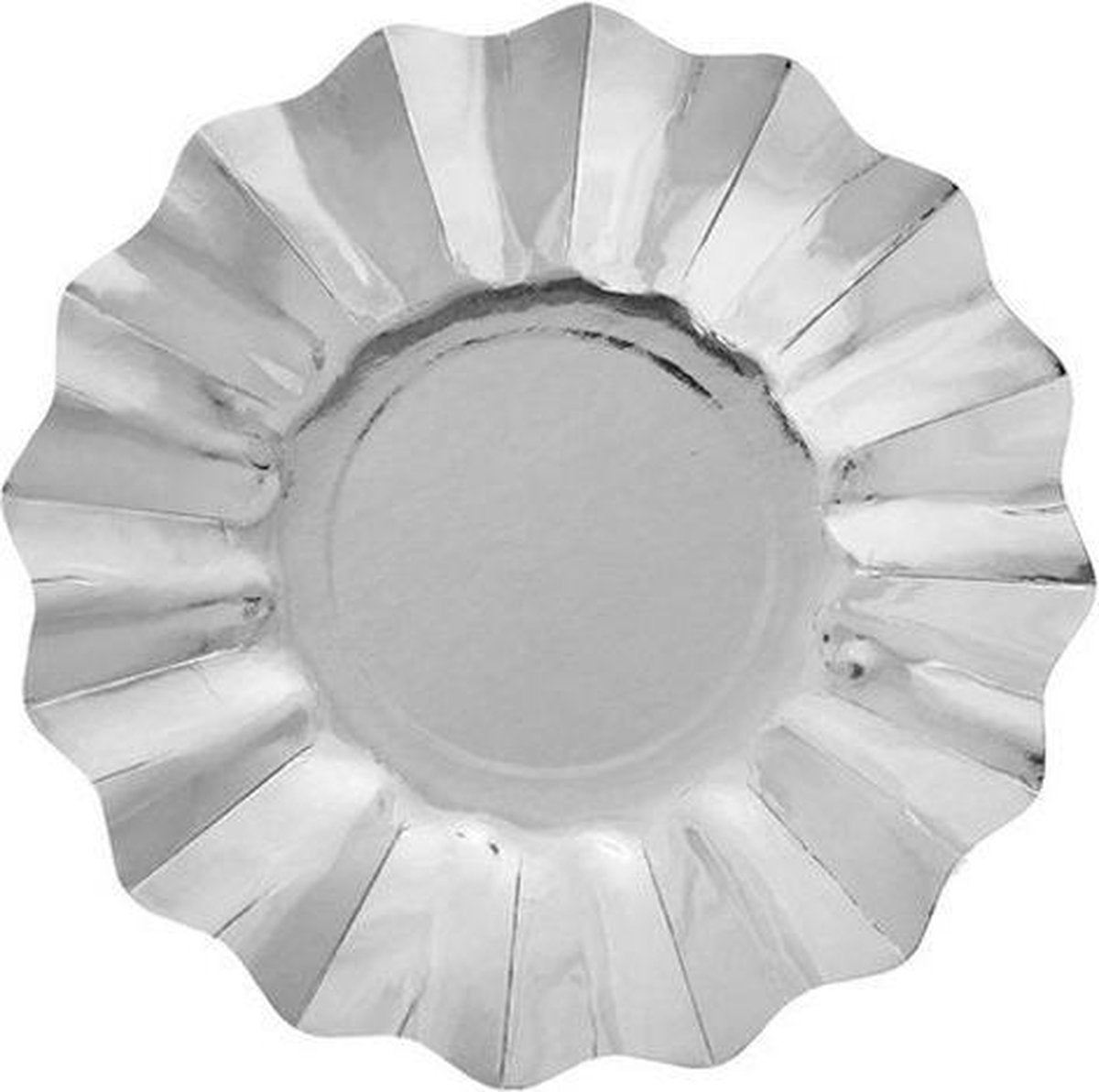 8x Diepe kartonnen bordjes zilver 21 cm - Wegwerpborden van karton - Feestbordjes - Feestartikelen tafeldecoratie
