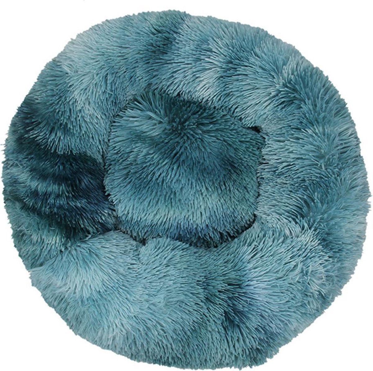BEESSIES® donut hondenmand/kattenmand 60 cm - Petrol donkerblauw tie dye - huisdierbed hond kat mand