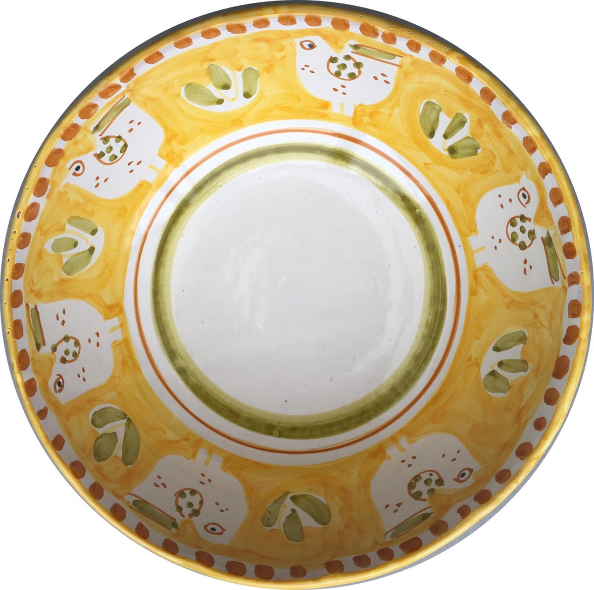 Vietri - Diepe schaal - Geel - Kip - Ø 26.5 cm - Italiaans aardewerk - 1 stuk