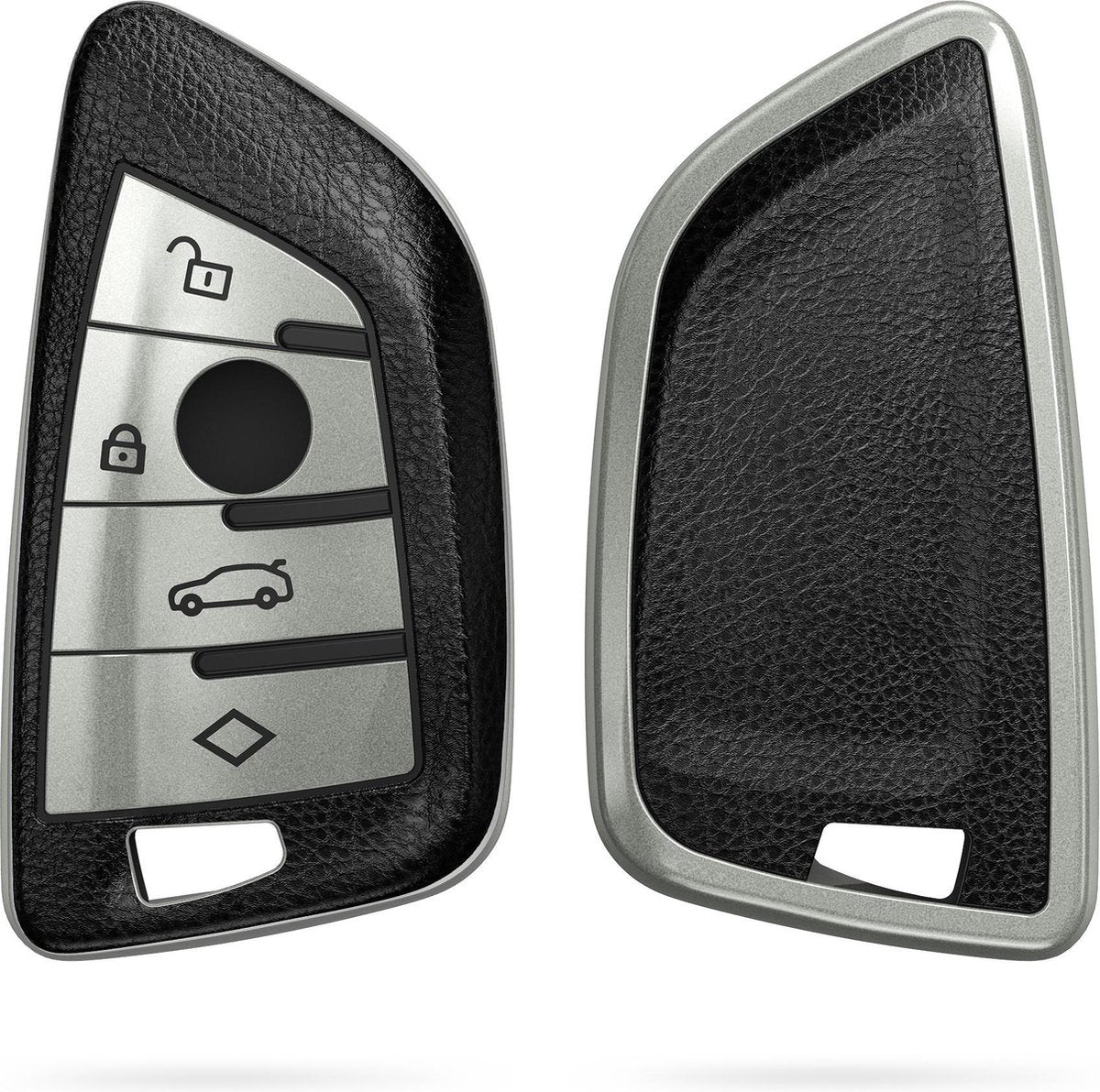 kwmobile autosleutelhoes compatibel met BMW 3-knops Smart Key autosleutel - TPU beschermhoes in zilver / zwart - Autosleutelcover