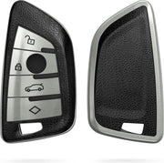 kwmobile autosleutelhoes compatibel met BMW 3-knops Smart Key autosleutel - TPU beschermhoes in zilver / zwart - Autosleutelcover