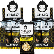 CHALO Black Pepper Chickpeas Salty Peas - 2 x 12 zakjes zoute snacks