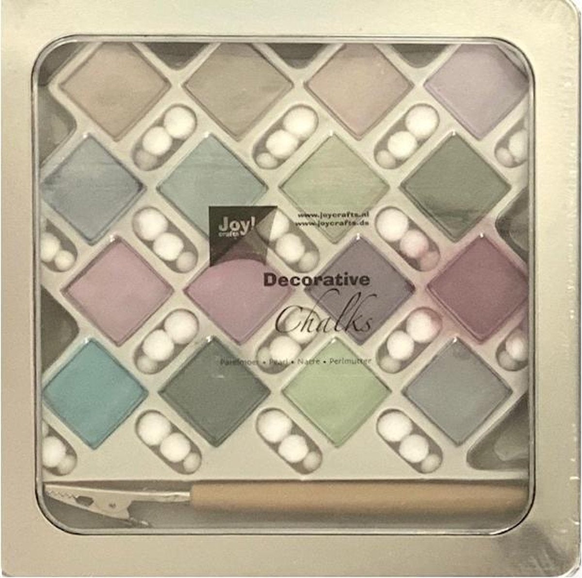 Joy!Crafts Decorative Chalks Parelmoer met een opbrengstokje en pompons / Krijt