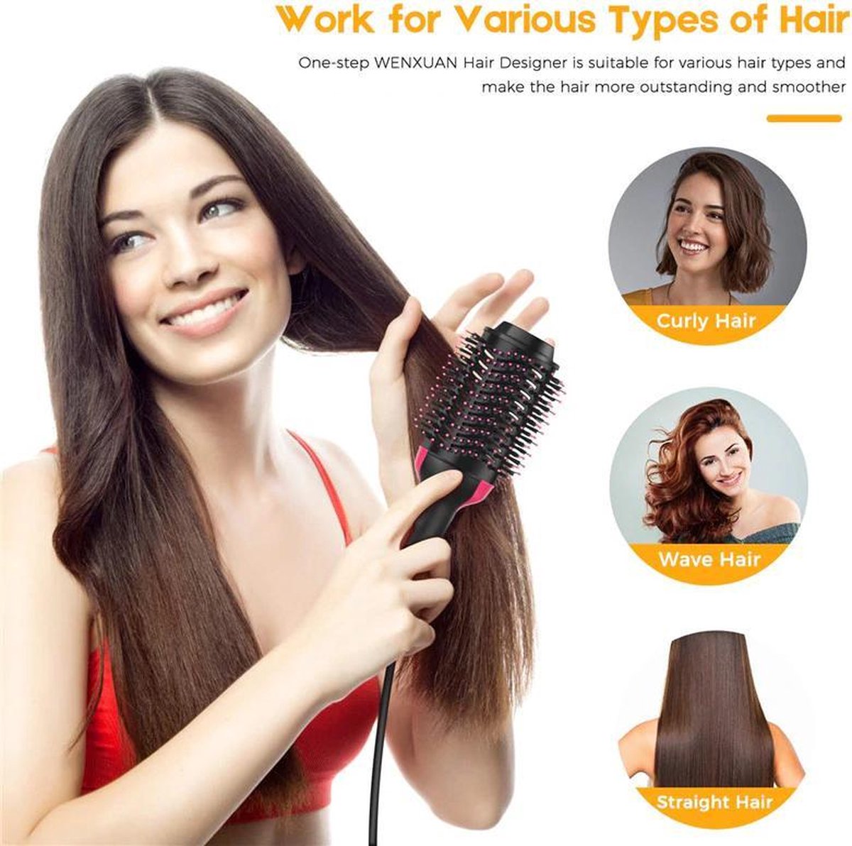 Haar Styler stijltang Borstel/  Föhn Hot Air Brush Styler En Volumizer