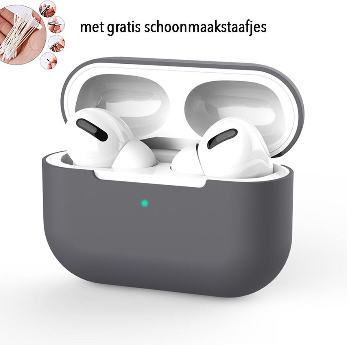 Siliconen Case Apple AirPods Pro grijs - AirPods hoesje grijs - AirPods case