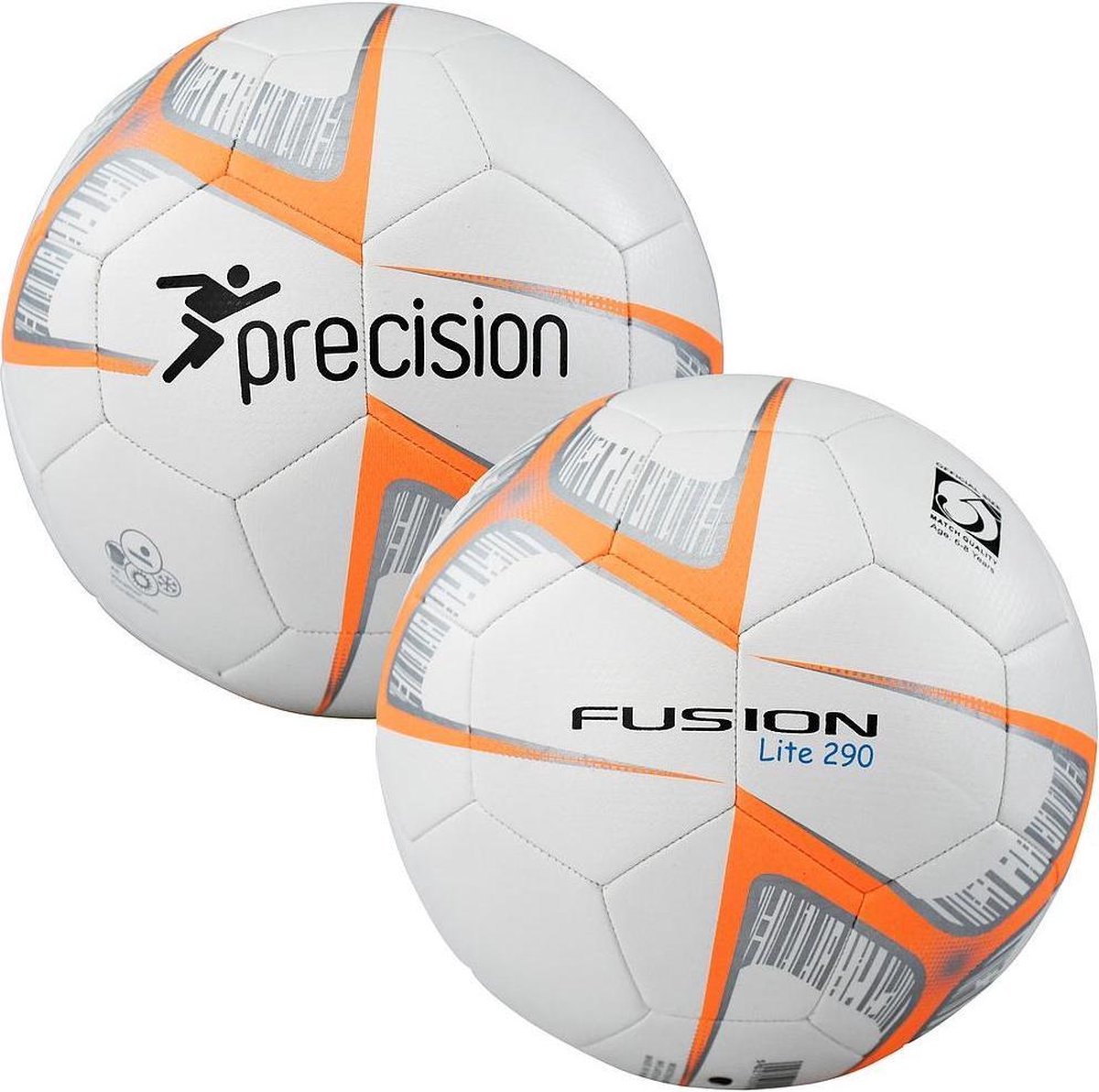 Precision Voetbal Fusion Lite Pu 290 Gram Wit/oranje/zwart Maat 5