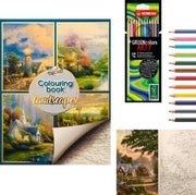 Kleurboek voor volwassen ''Landschap 1'' A4 formaat+ 12 STABILO kleurpotloden - Kleurboek voor volwassenen - Potloden volwassenen - Kleurpotloden - Stiften - Kleurboek voor volwassenen