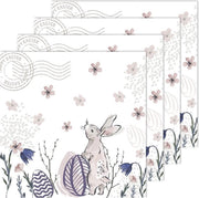 80x Pasen servetten konijn haas wit/roze 33 x 33 cm - Paasontbijt tafeldecoratie servetjes - Pasen thema papieren tafeldecoraties