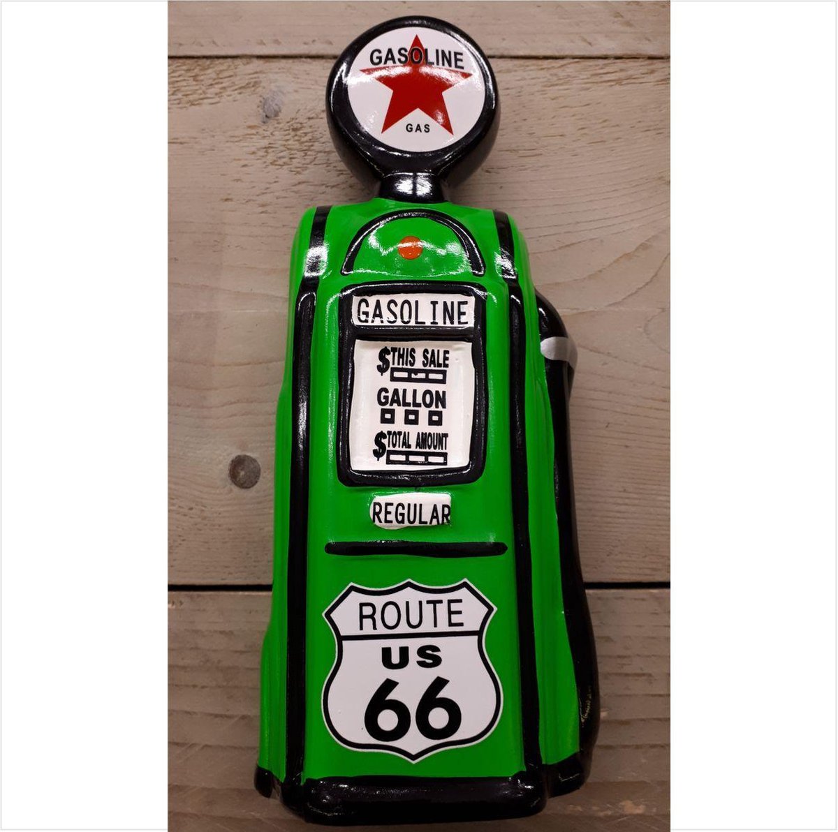 Spaarpot benzinepomp route 66 in groen
