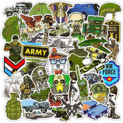 ProductGoods - 50 Stuks Militair Army Stickers - Muur Decoratie - Koffer Decoratie - Laptop Decoratie - Koelkast Decoratie - Stickervellen - Leger Stickers
