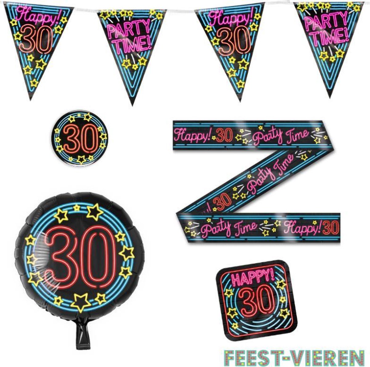 30 jaar verjaardag versiering pakket Neon
