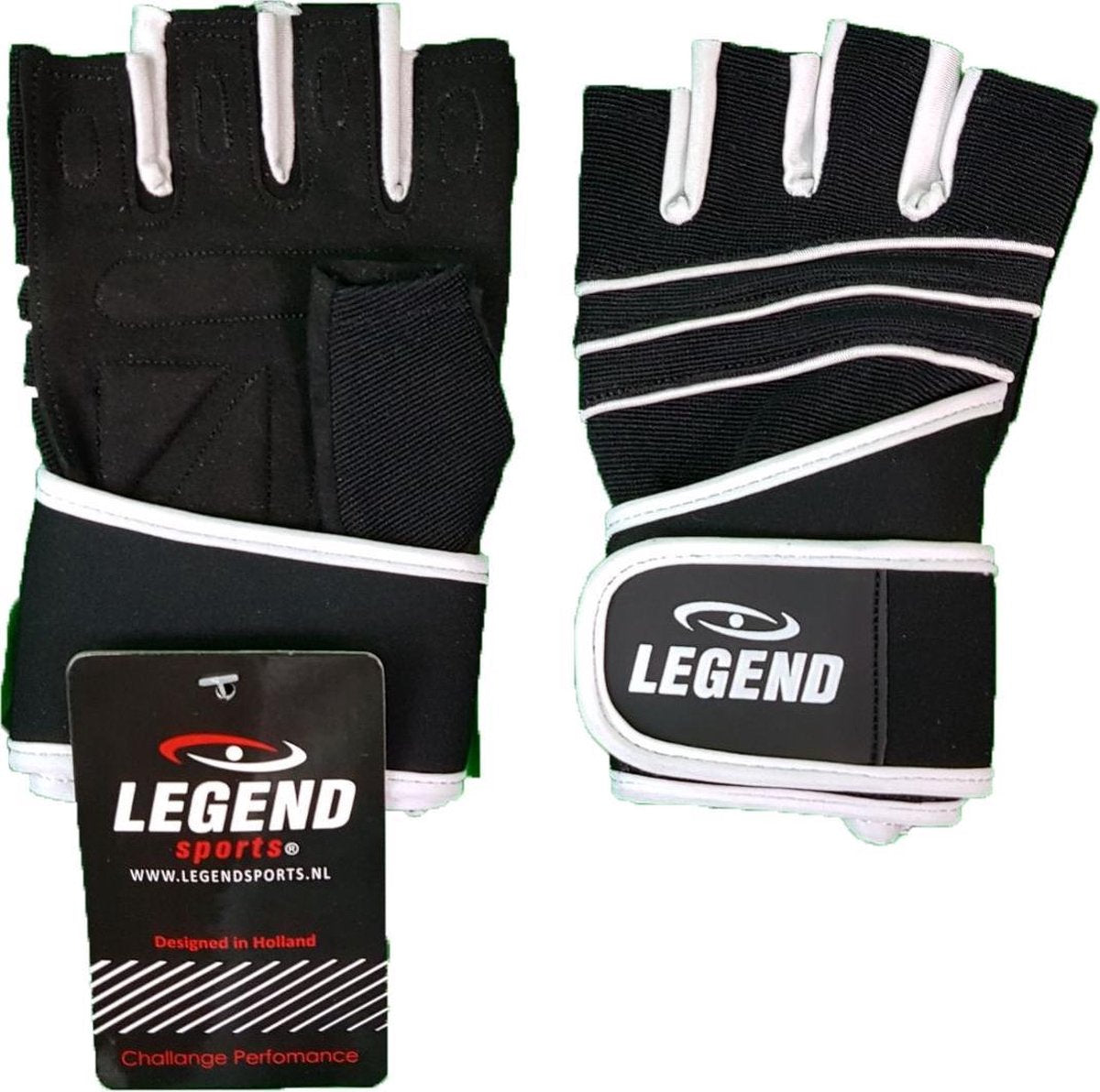 Legend Sports Fitness Handschoen Legend Grip Zwart Wit Maat Xl