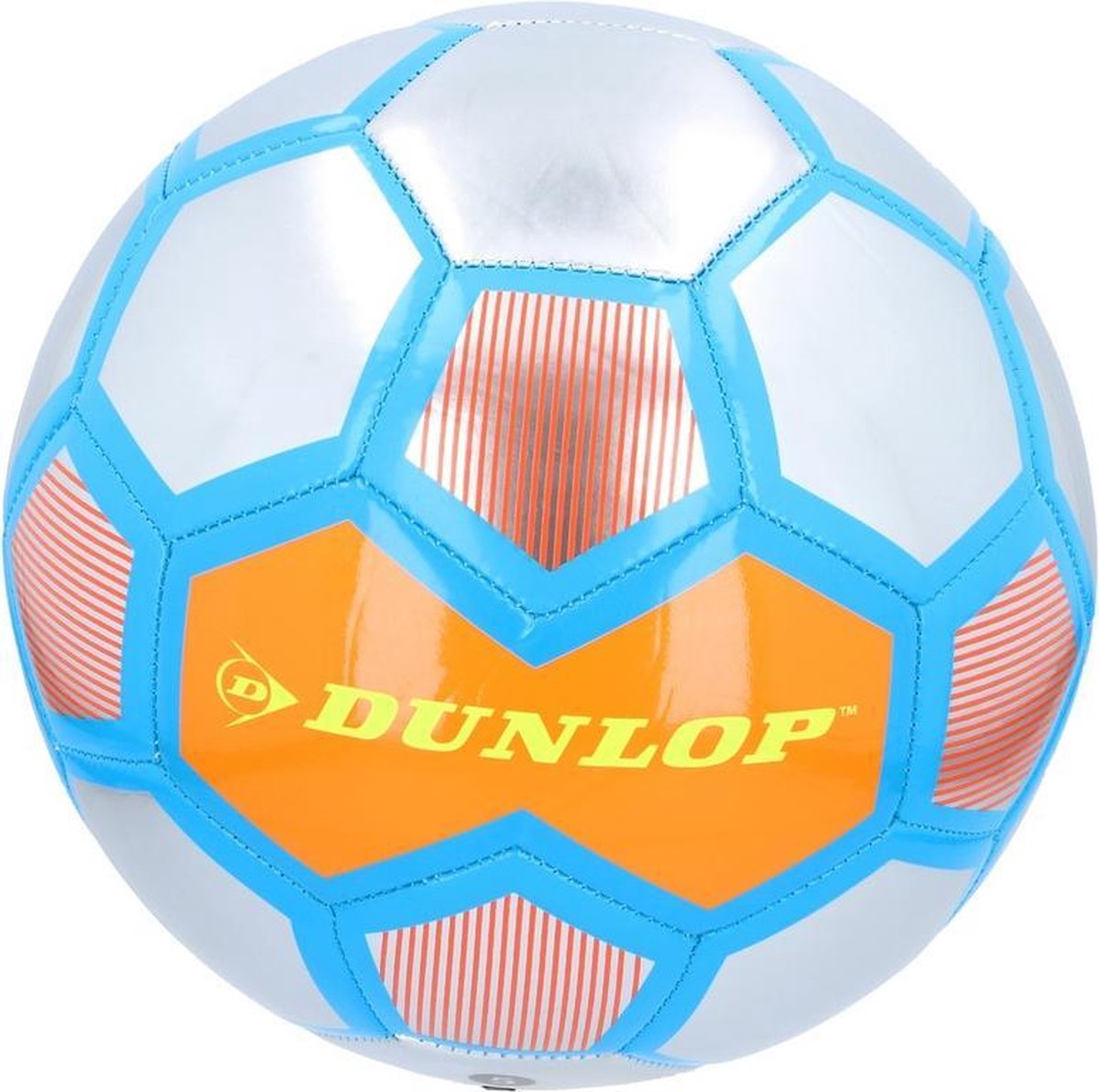 Voetbal oranje/zilver/blauw 23 cm - Voetballen - Buitenspeelgoed voor kinderen