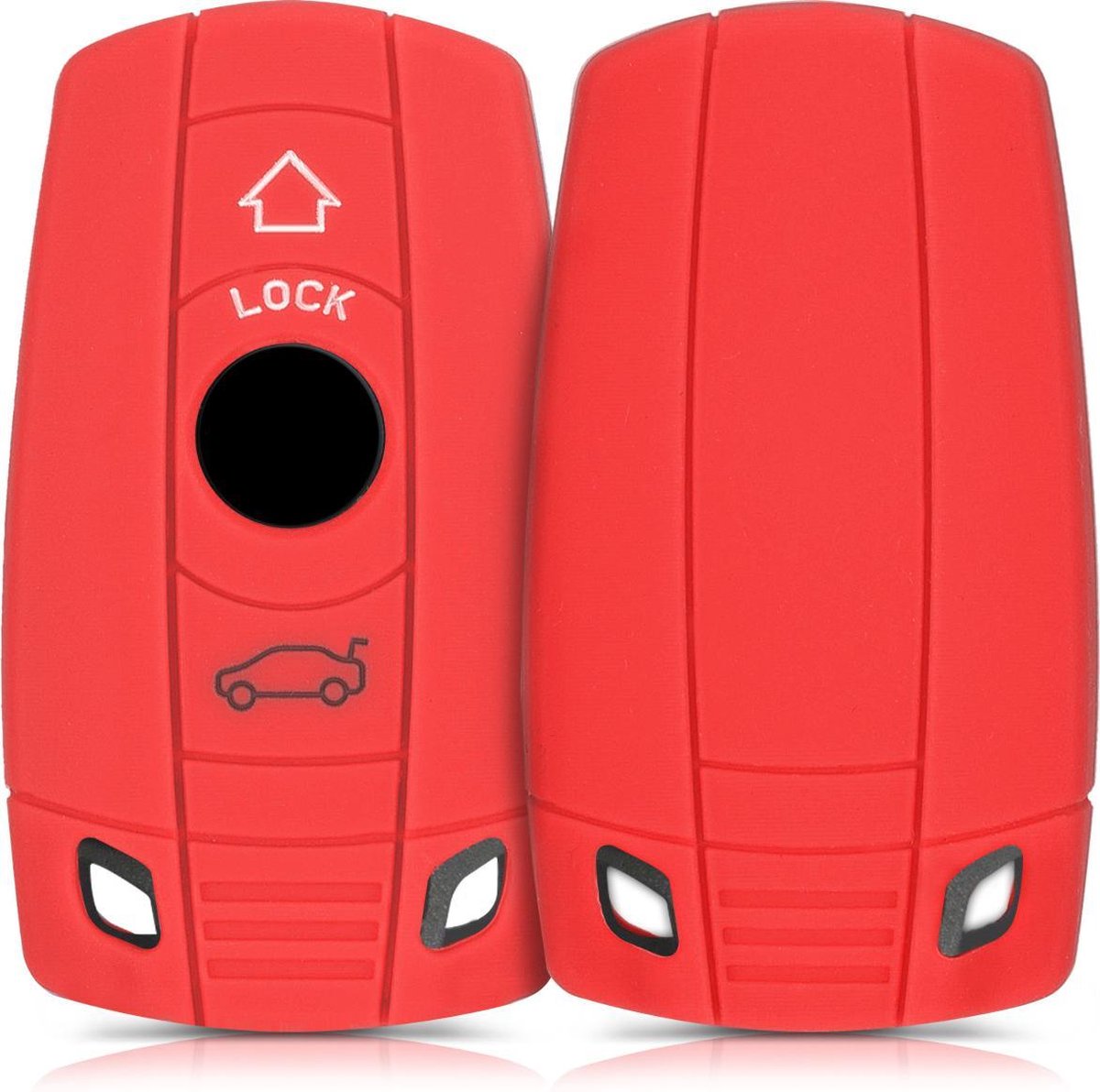 kwmobile autosleutelhoes voor BMW 3-knops autosleutel (alleen Keyless Go) - Siliconen beschermhoes in rood