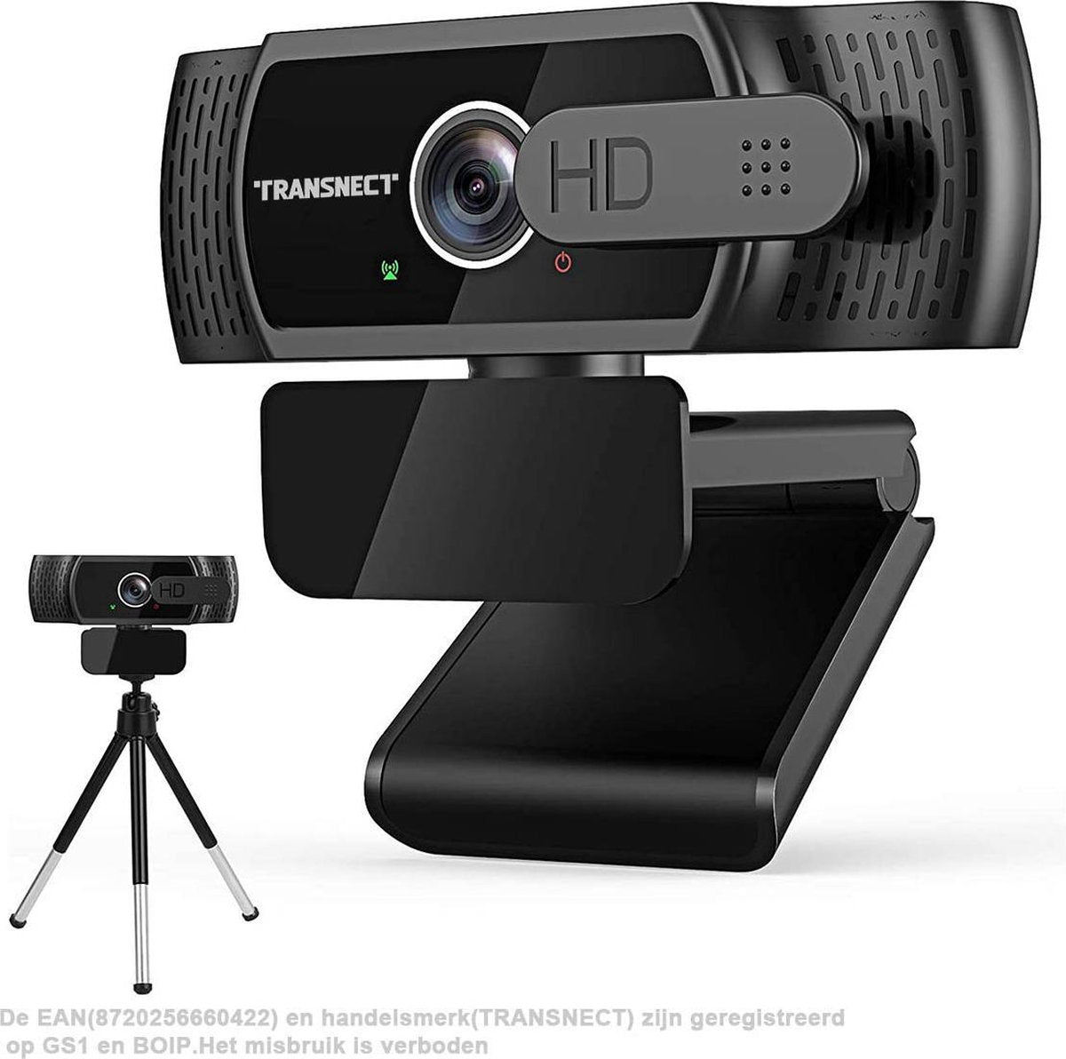 Webcam voor pc - Full HD 1080P - met Privacycover - Ingebouwde microfoon - met extra tripod - USB2.0 aansluiting - Video Chat