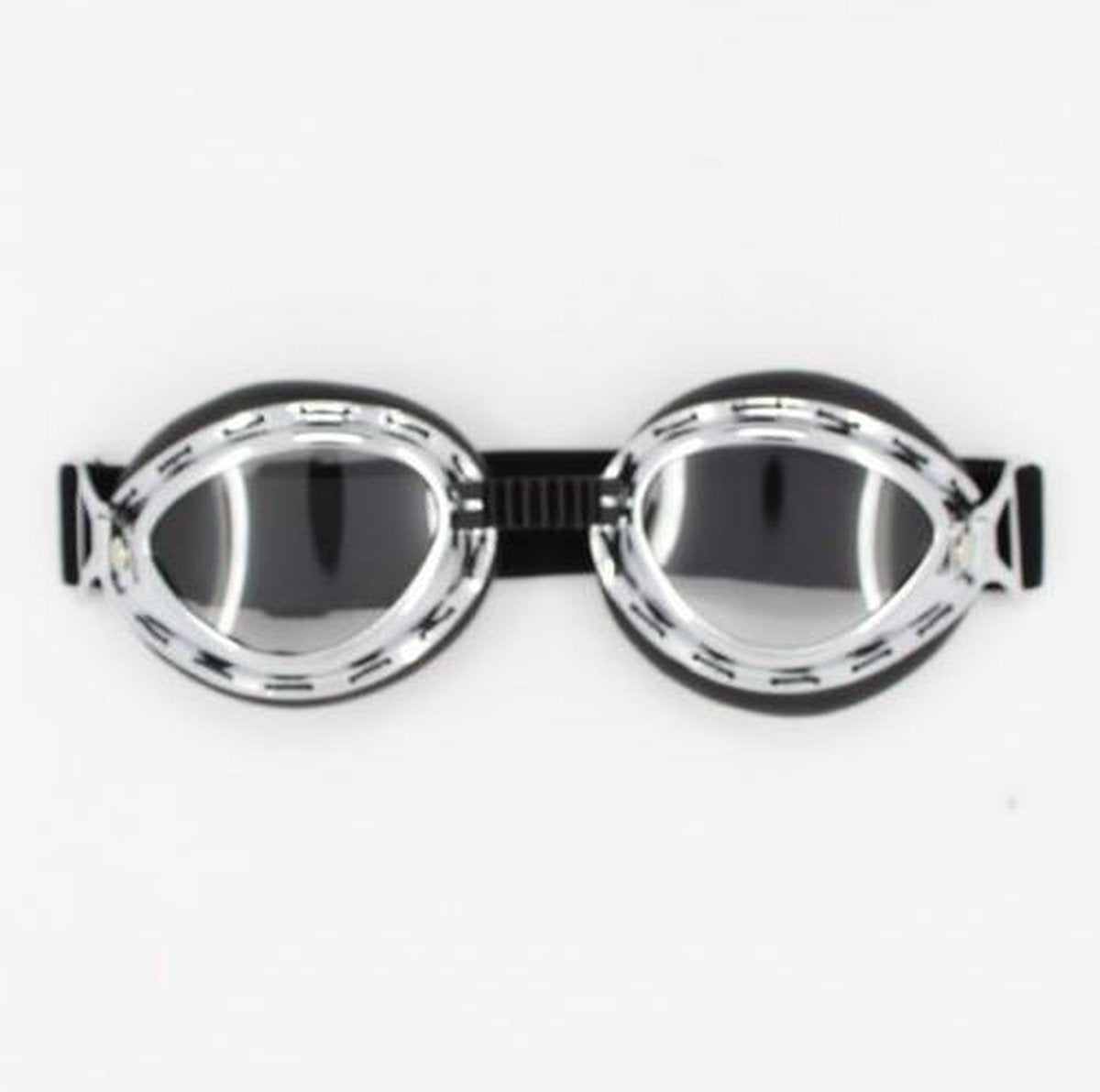 Chrome steampunk motorbril helder glas