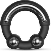 Dorcel Siliconen Cockring met Stimulerende Metalen Kogeltjes - zwart