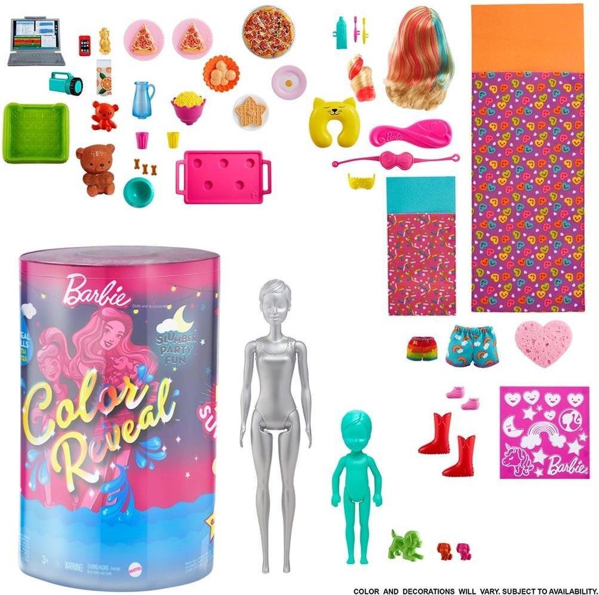 Barbie Color Reveal Slaapfeestje 2 Poppen Speelset