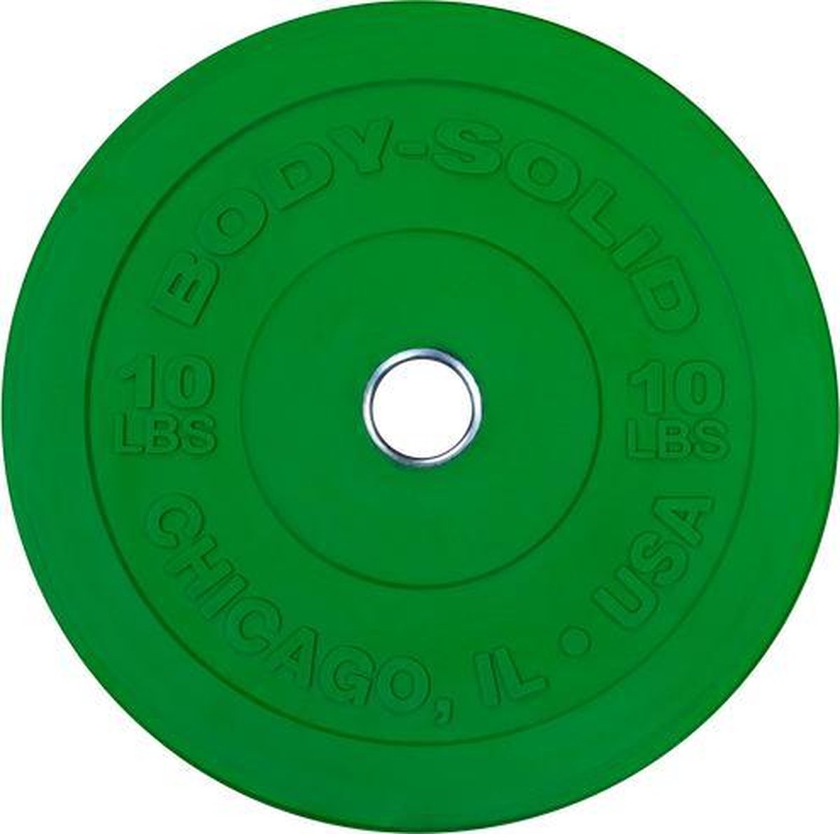 Chicago Extreme Gekleurde Olympische Bumper Plates OBPXCK - 10 kg Groen - Zwart