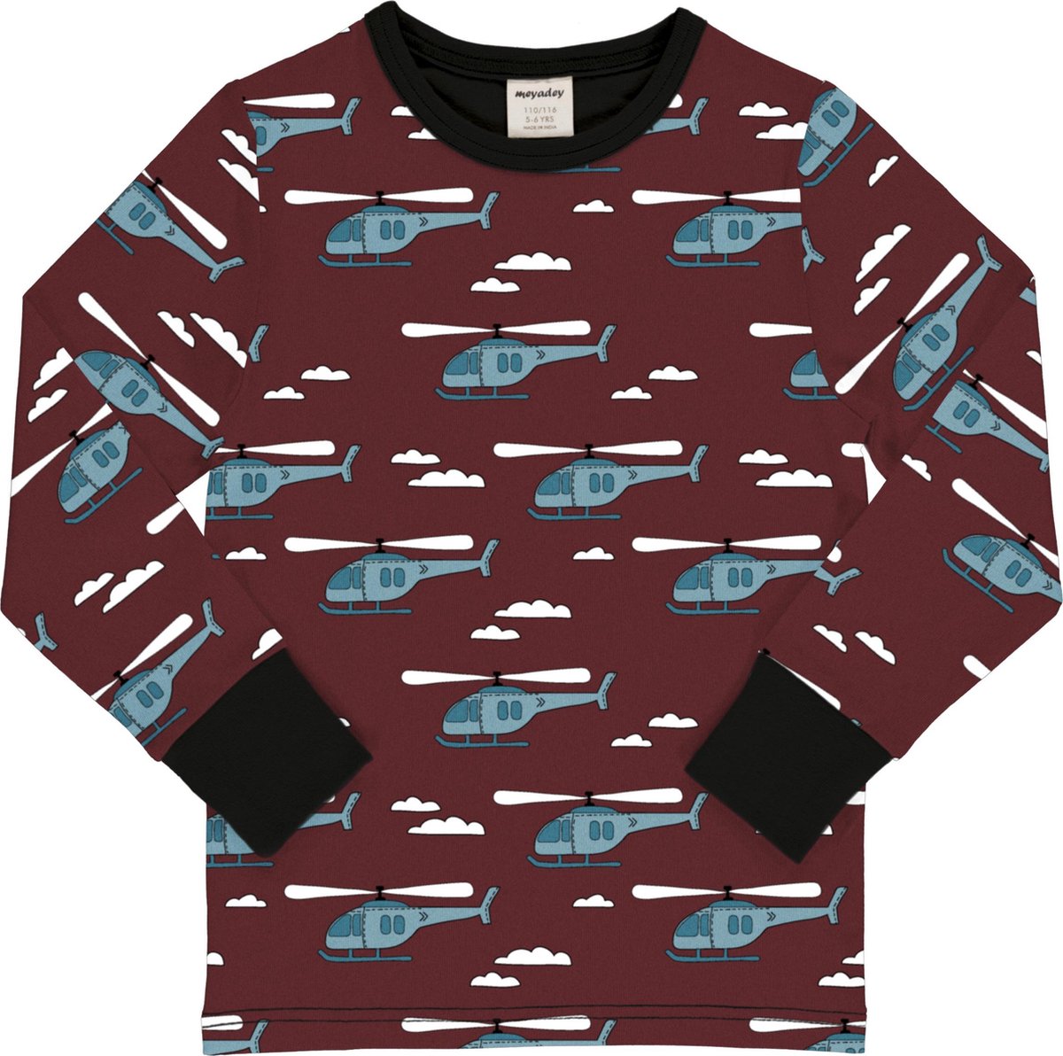 Meyadey T-shirt LS |HELICOPTER SKY| Maat 74/80