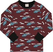 Meyadey T-shirt LS |HELICOPTER SKY| Maat 74/80