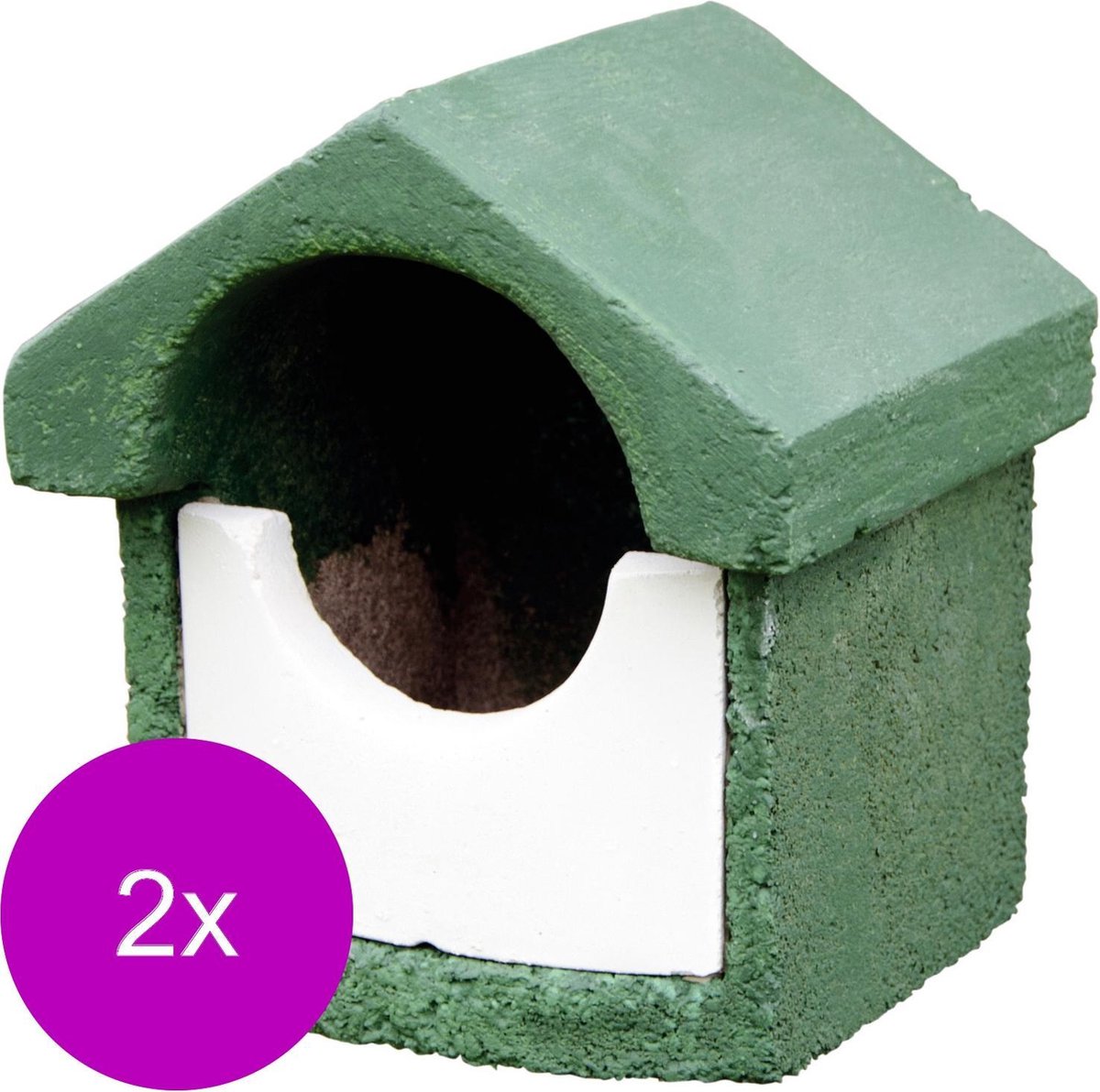 Wildbird Nestkast Houtbeton Halfrond - Broeden - 2 x 17x15x20 cm Groen Small