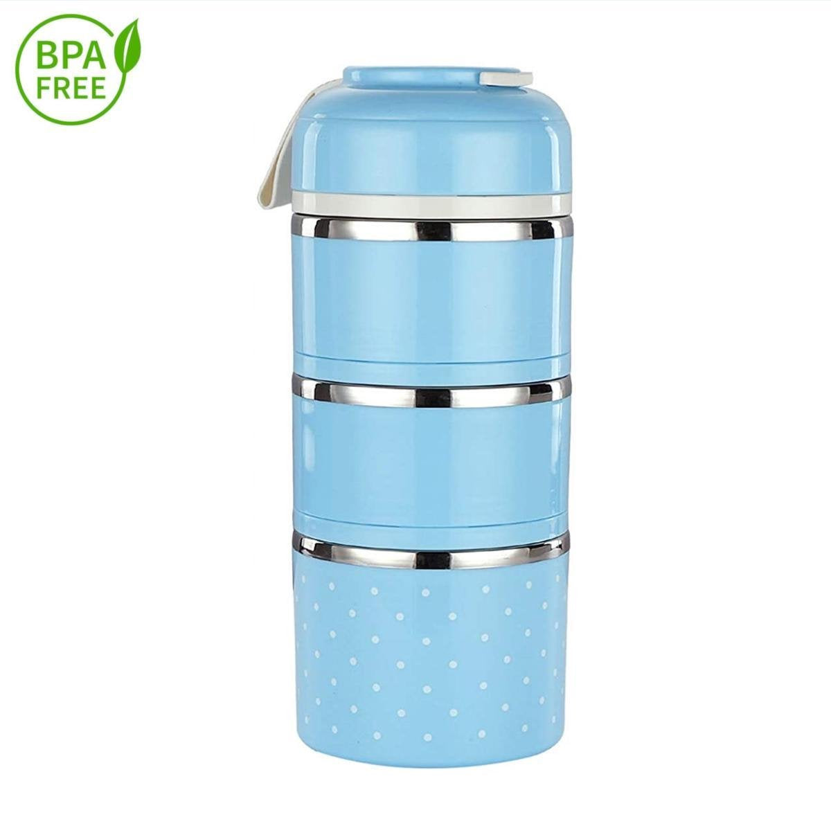 Evolize Bento Lunchbox in Japanse Stijl - Bento Box - 6 Compartimenten - Lekvrij - Milieuvriendelijk RVS - 1650ml - Blauw