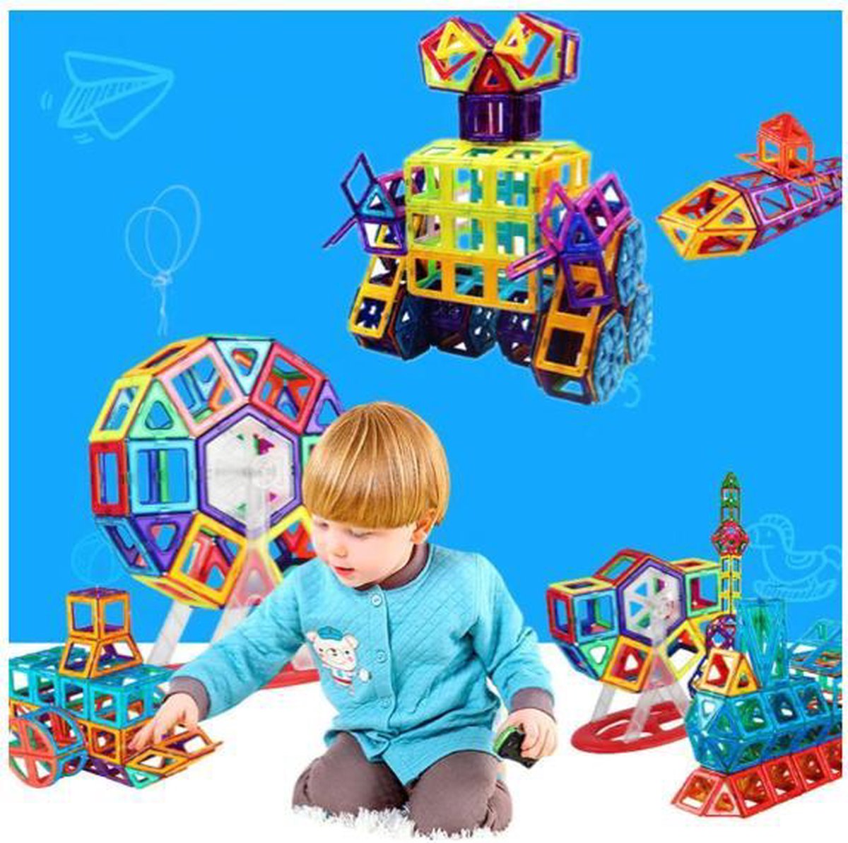 3D Magnetische bouwblokken (54 stuks) creatief speelgoed voor kinderen / sinterklaas / kerst / school / BSO of verjaardag!