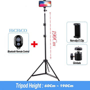 Camerastatief - Tripod - Smartphone Statief 190Cm Voor Fotocamera en Smartphone - iPhone - Canon – Nikon - Spiegelreflexcamera Inclusief Bluetooth Remote Shutter