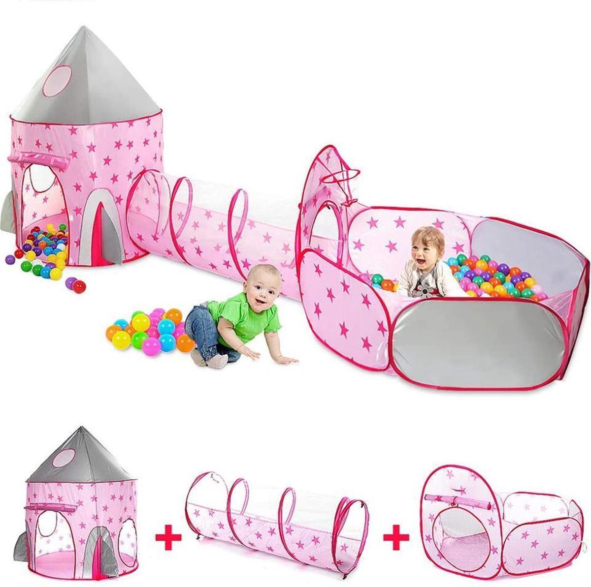 Kinderbox tent met tunnel