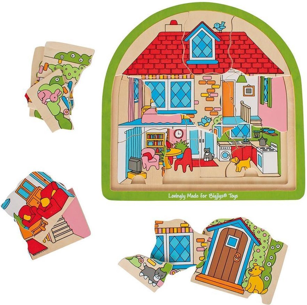 Bigjigs - Houten Lagen puzzel Huis