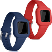 kwmobile 2x horlogeband voor Garmin Vivofit jr. 3 - siliconen band voor fitnesstracker - donkerblauw / rood