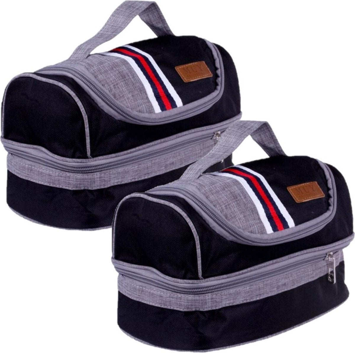 Set van 2x stuks kleine koeltassen voor lunch zwart 24 x 15 x 15 cm 5.4 liter - Koeltassen