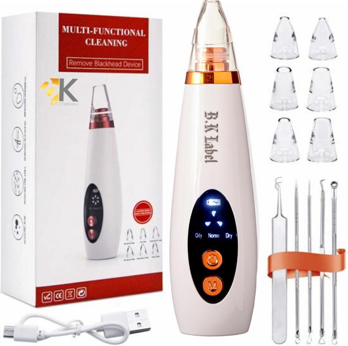 B.K Label Professionele Blackhead remover + gratis gift - Meeters Remover – Elektrische Vacuüm Mee-eter Verwijderaar - Puisten Verzorging - Pore Cleaner - Gezichtsverzorging – Pore Suction Cleaner