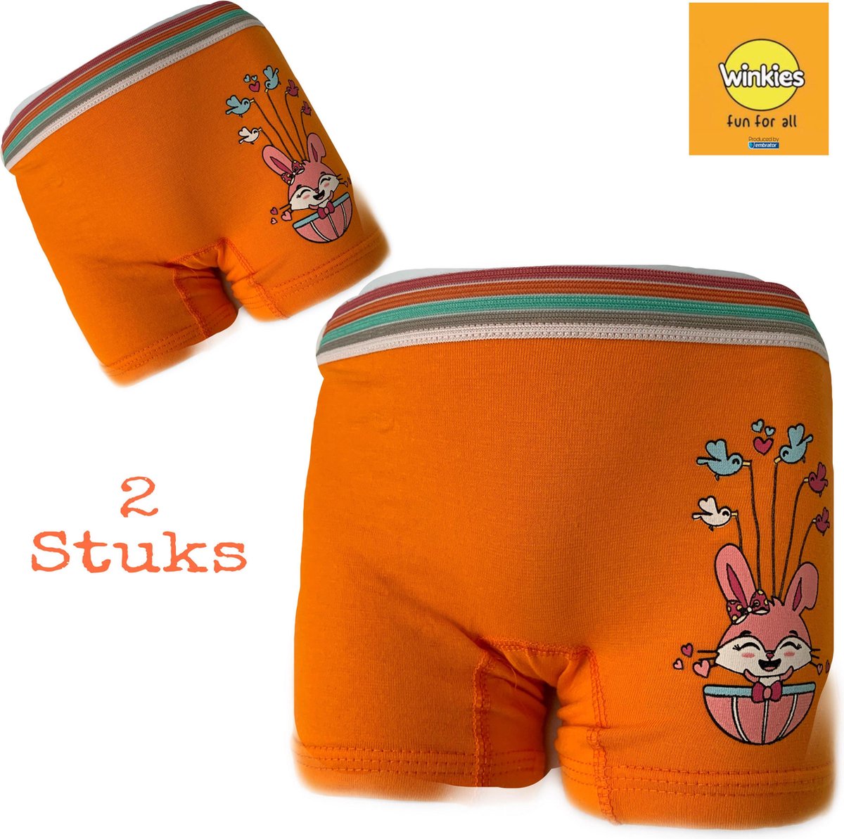 Embrator 2-stuks meisjes Boxershort met opdruk oranje maat 86/92