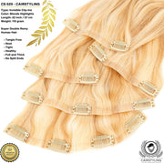 CAIRSTYLING CS629 Super Double INVISIBLE Clip-Ins Human Hair Blonde Highlights Remy Extensions - 110 Gram 22 Inch / 57 CM Lengte - Trending Onzichtbare Band Haaraanzet - New 2021