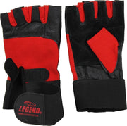 Legend Sports Fitness Handschoenen Leder Zwart/rood Legend Maat M