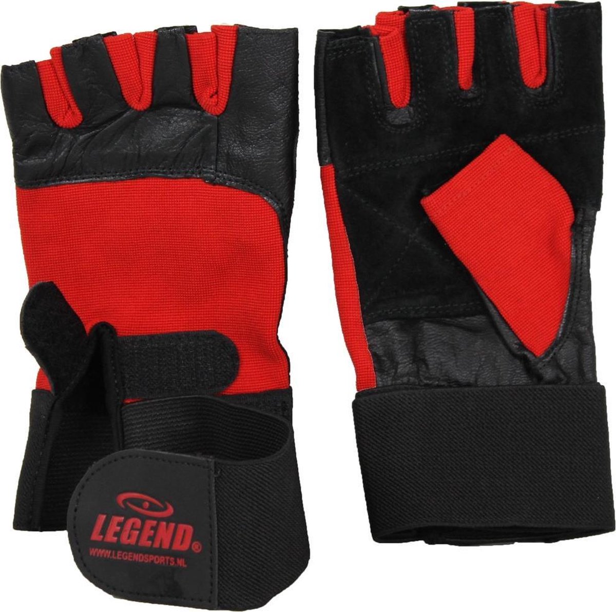Legend Sports Fitness Handschoenen Leder Zwart/rood Legend Maat M