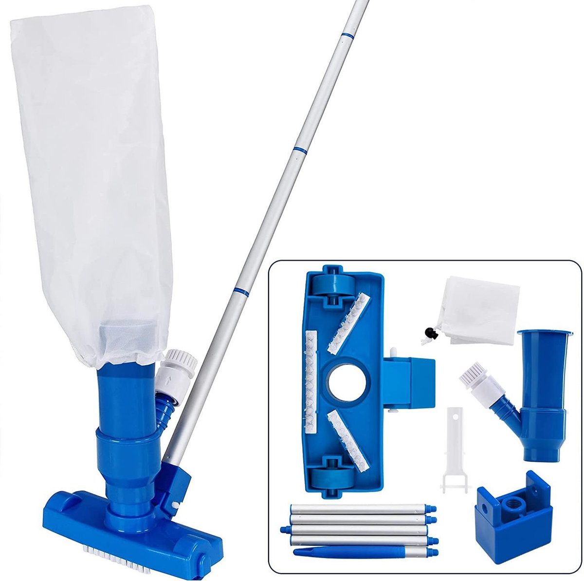 HN®  reinigingsset Zwembad | accessoires | vacuüm spenen + Opvangbak | variabel ladder stang | eenvoudig in de omgang